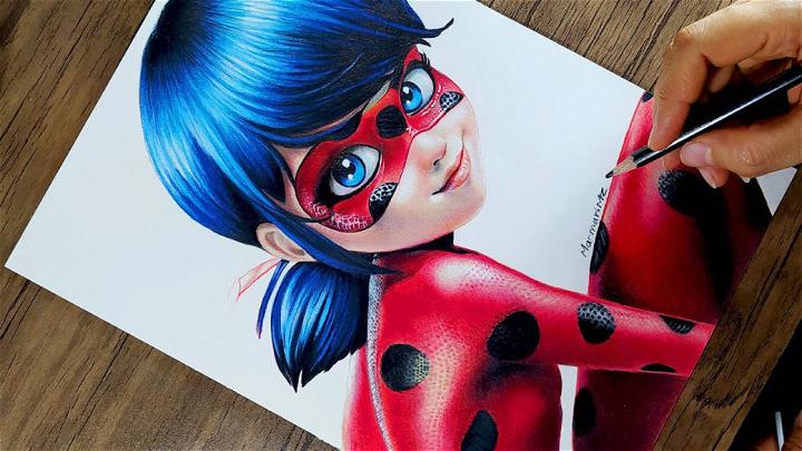 Miraculous Ladybug Drawing Using Colored Pencils