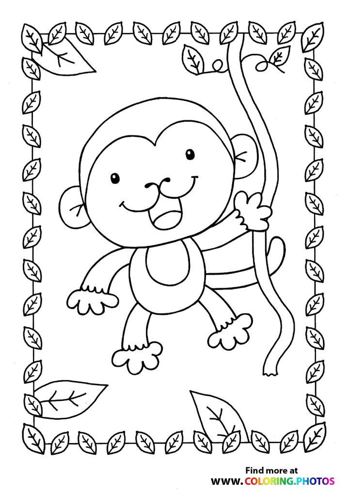 Monkey Coloring Book Pages