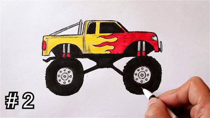 Pencil Monster Truck Drawing