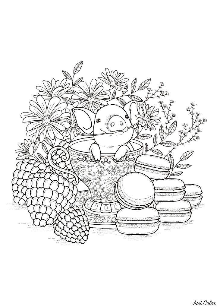 Pigs Coloring Pages for Adults