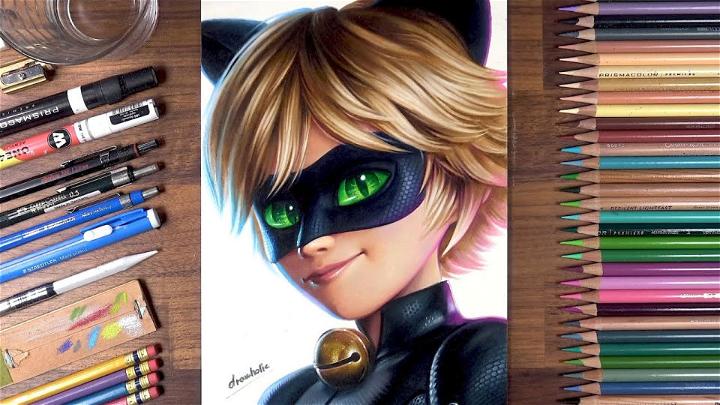 cat noir drawing easy for kids