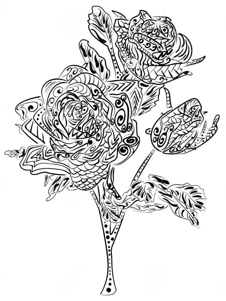 Rose Coloring Pages for Adults