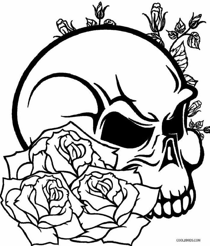 Rose Skull Coloring Pages