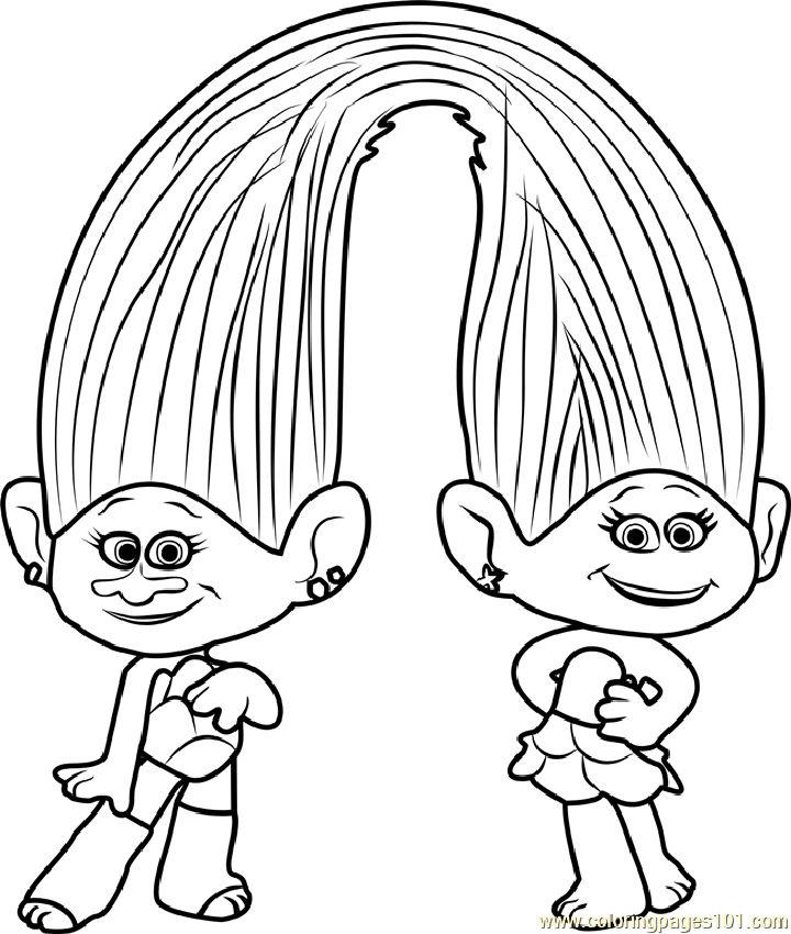 Satin and Chenille from Trolls Coloring Page