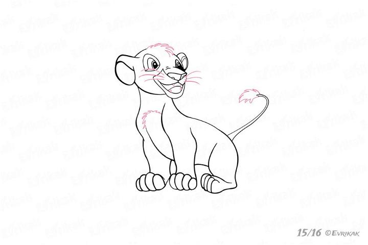 Simba Drawing Using a Pencil