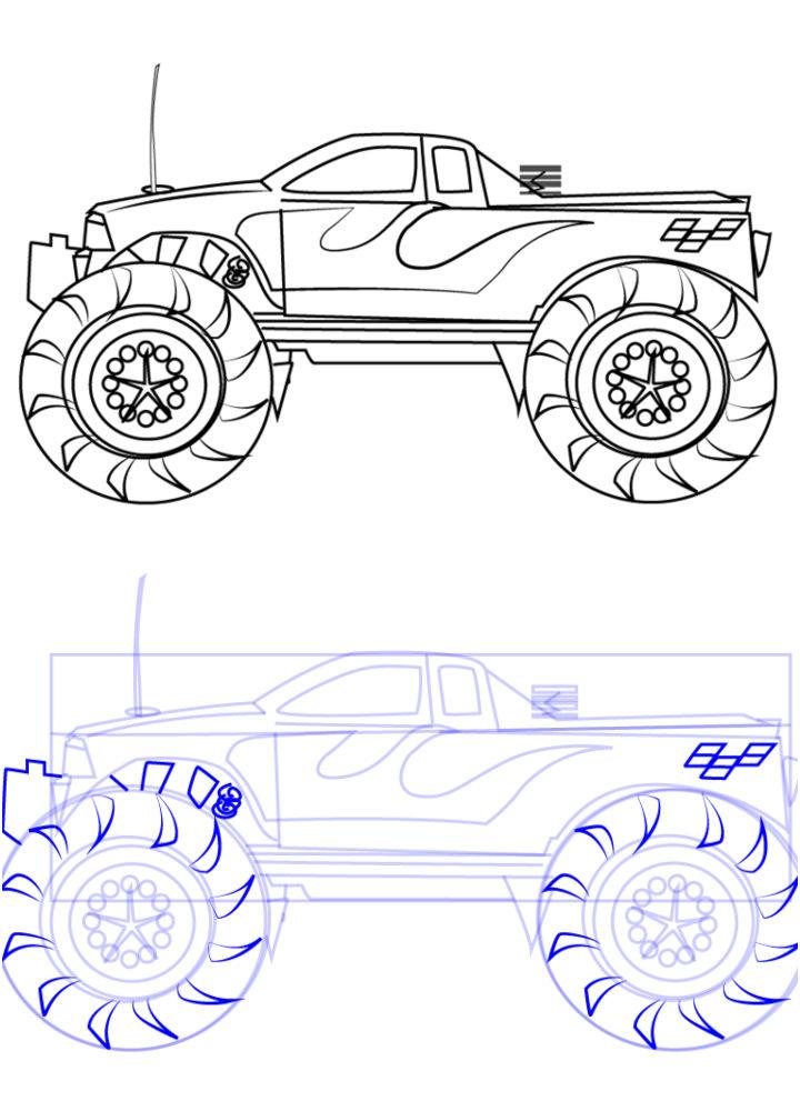 Simple Monster Truck Drawing