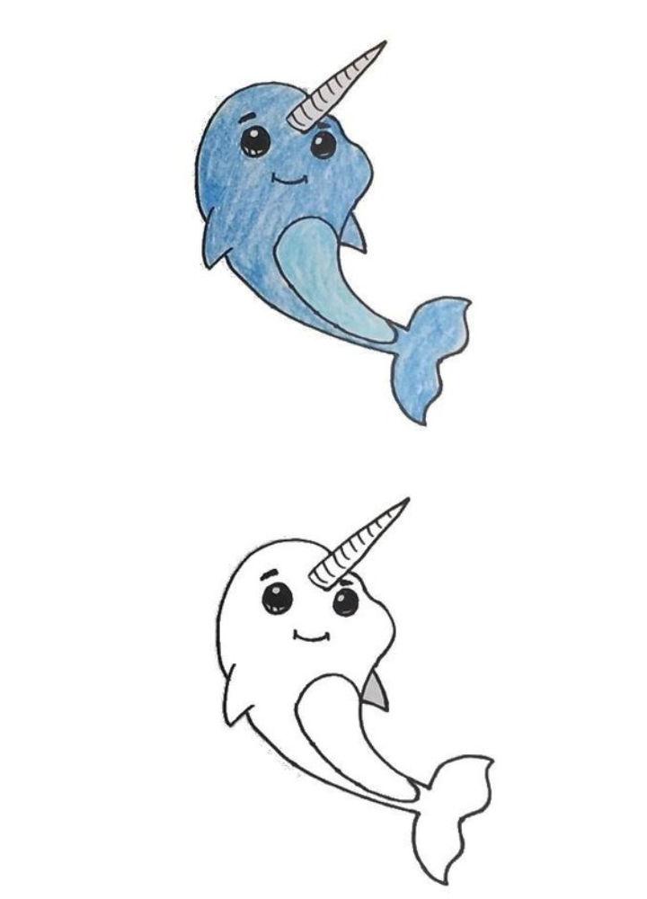 Simple Narwhal Drawing