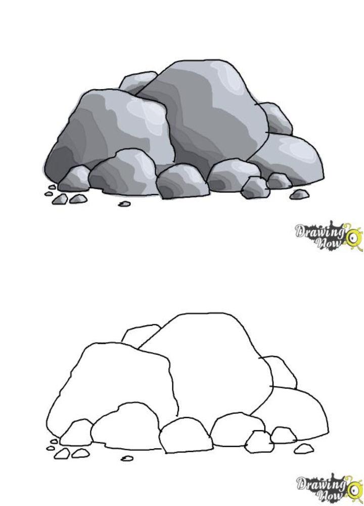 25 Easy Rocks Drawing Ideas How to Draw Rocks