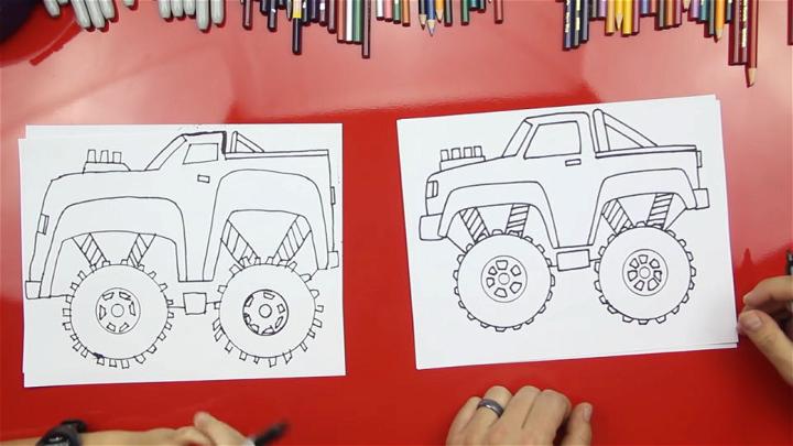 Sketch Drawing Monster Truck