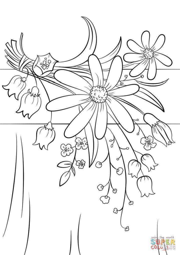 Summer Flowers Coloring Book Page