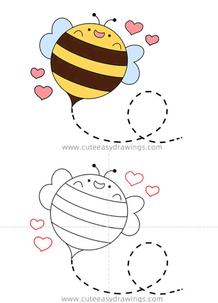 Valentines Day Bee Drawing for Preschoolers