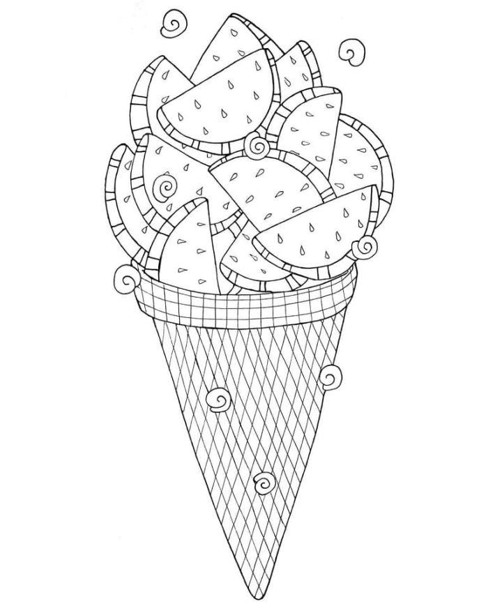 Watermelon Ice Cream Coloring Page