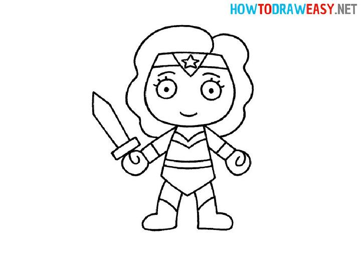 Wonder Woman Drawing for Kids