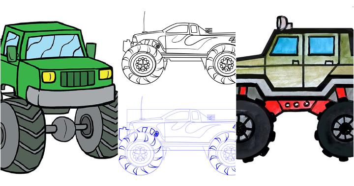 25 Easy Monster Truck Drawing Ideas - How to Draw a Monster Truck
