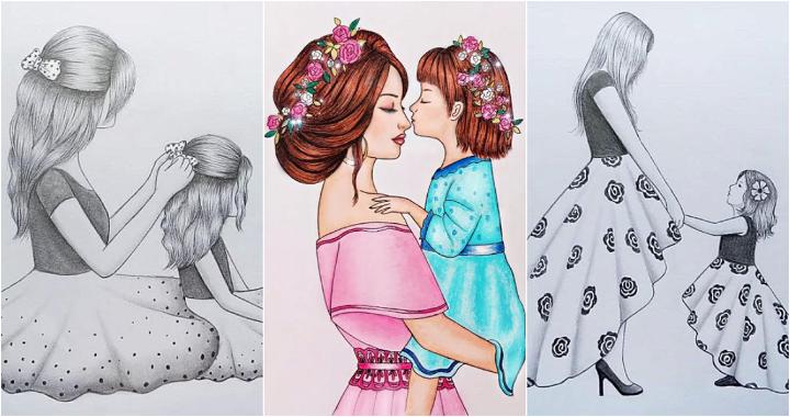 Learn How to Draw Mother Kissing Baby (Other People) Step by Step : Drawing  Tutorials