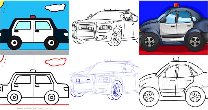 25 Easy Police Car Drawing Ideas - How to Draw a Police Car
