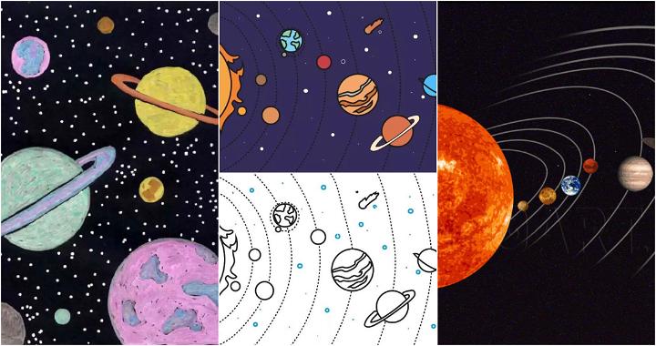 Solar system with cute cartoon planets Royalty Free Vector