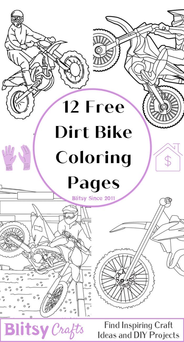 12 Easy and Free Dirt Bike Coloring Pages for Kids and Adults - Cute Dirt Bike Coloring Pictures and Sheets Printable