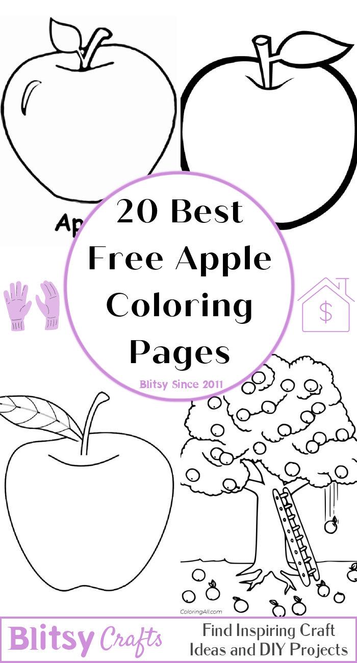 20 Easy and Free Apple Coloring Pages for Kids and Adults - Cute Apple Coloring Pictures and Sheets Printable