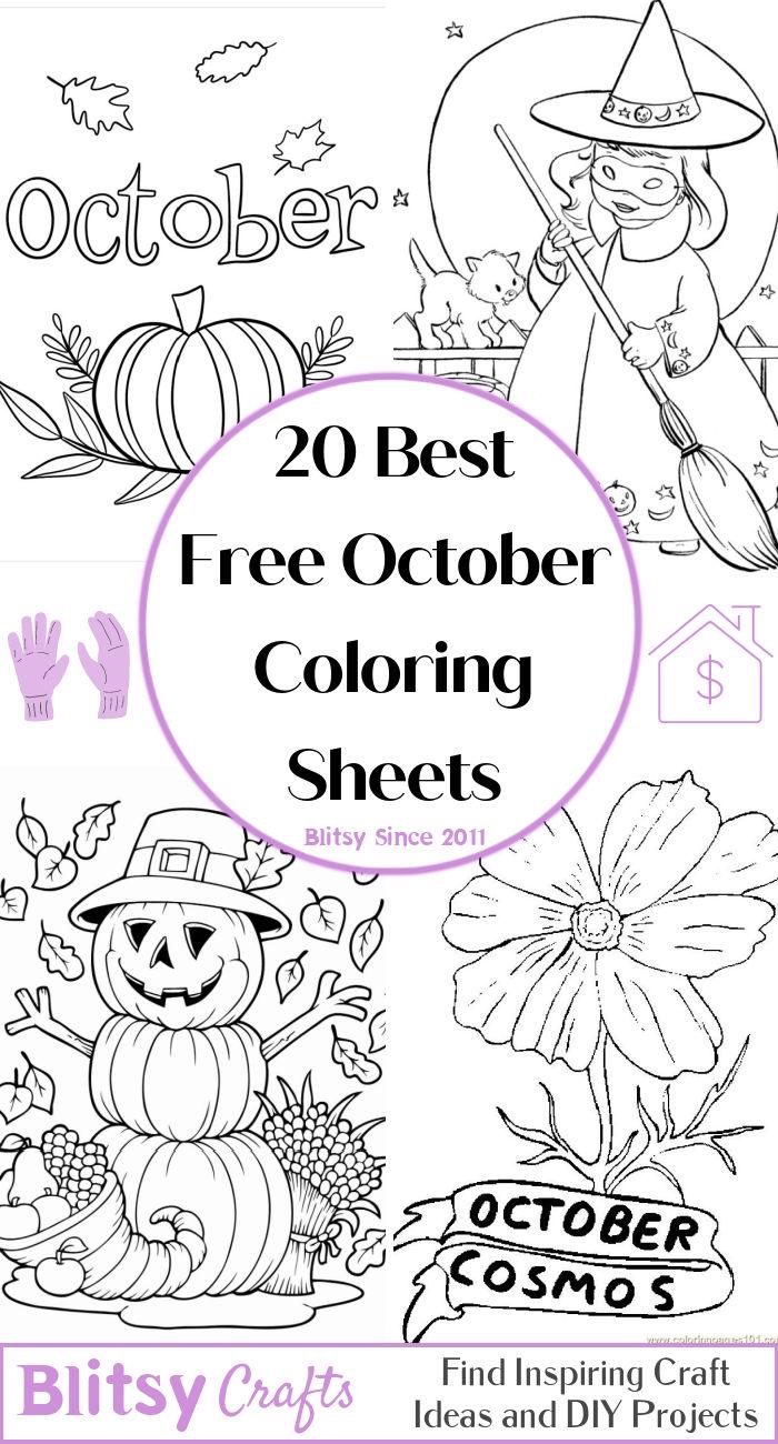 20 Easy and Free October Coloring Pages for Kids and Adults - Cute October Coloring Pictures and Sheets Printable