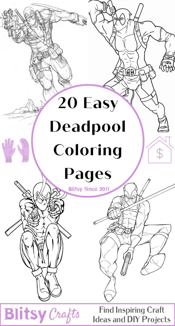 20 Easy and Free Deadpool Coloring Pages for Kids and Adults - Cute Deadpool Coloring Pictures and Sheets Printable