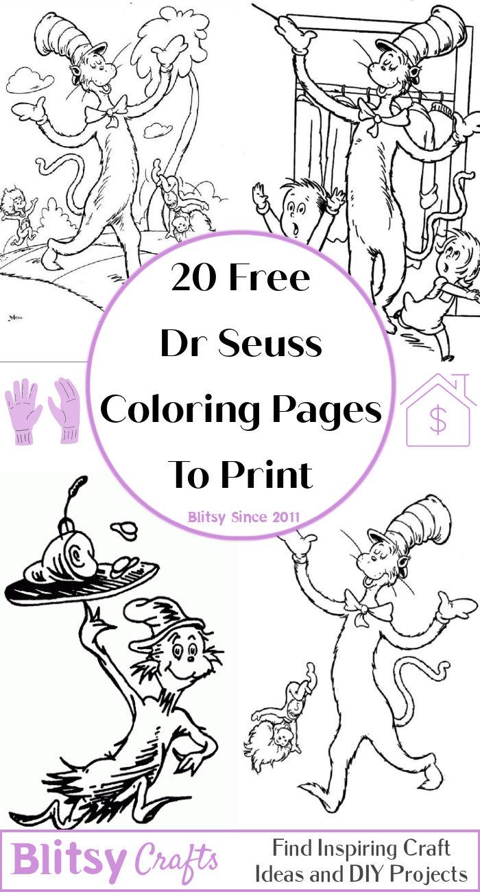 20 Easy and Free Dr. Seuss Coloring Pages for Kids and Adults - Cute Dr. Seuss Coloring Pictures and Sheets Printable