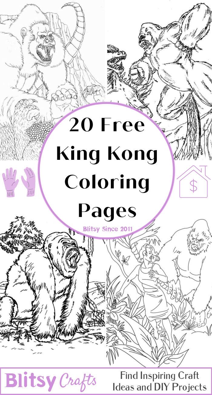 20 Easy and Free King Kong Coloring Pages for Kids and Adults - Cute King Kong Coloring Pictures and Sheets Printable