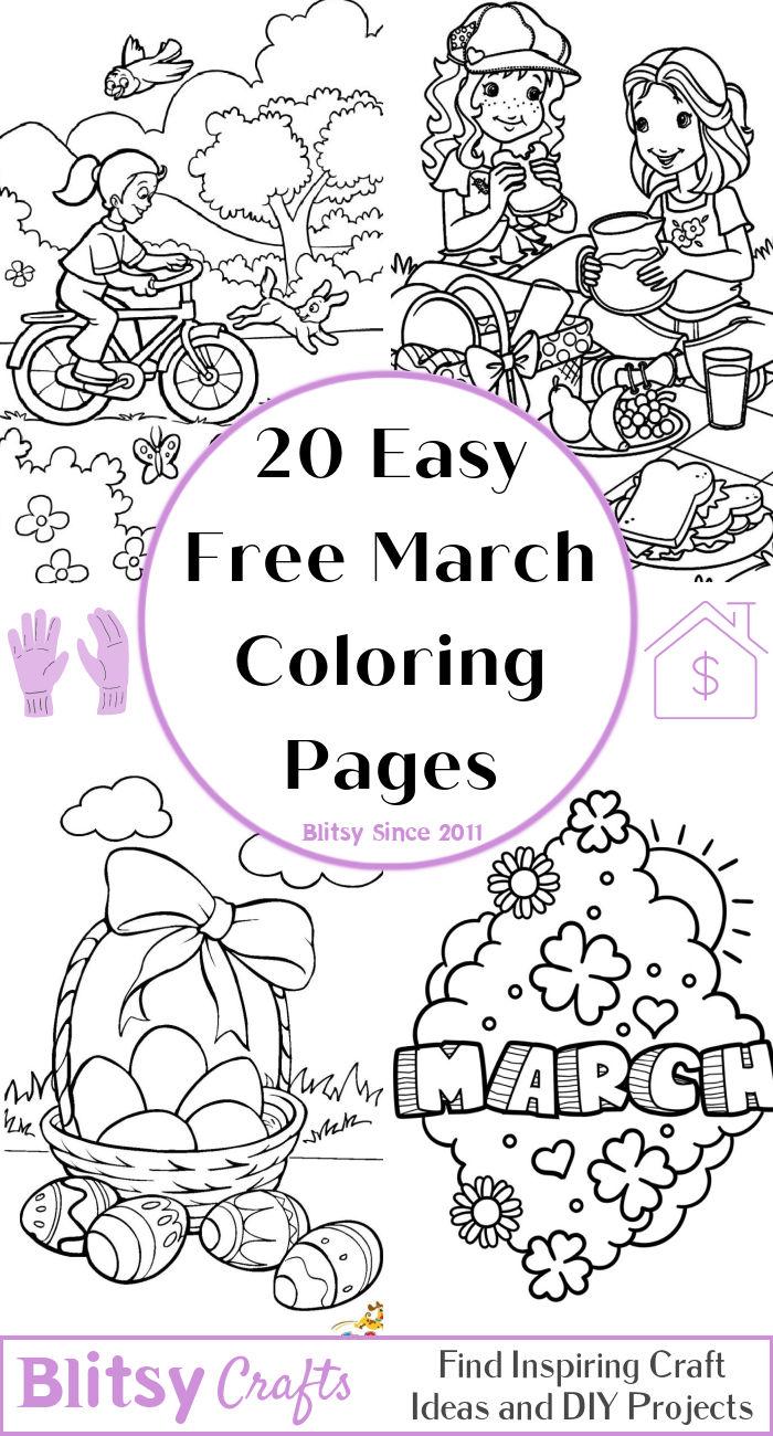 20 Easy and Free March Coloring Pages for Kids and Adults - Cute March Coloring Pictures and Sheets Printable