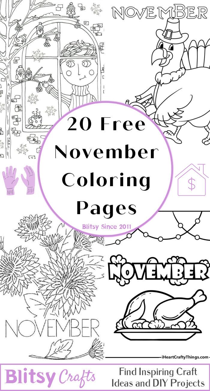 20 Easy and Free November Coloring Pages for Kids and Adults - Cute November Coloring Pictures and Sheets Printable