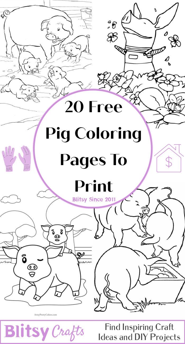 20 Easy and Free Pig Coloring Pages for Kids and Adults - Cute Pig Coloring Pictures and Sheets Printable