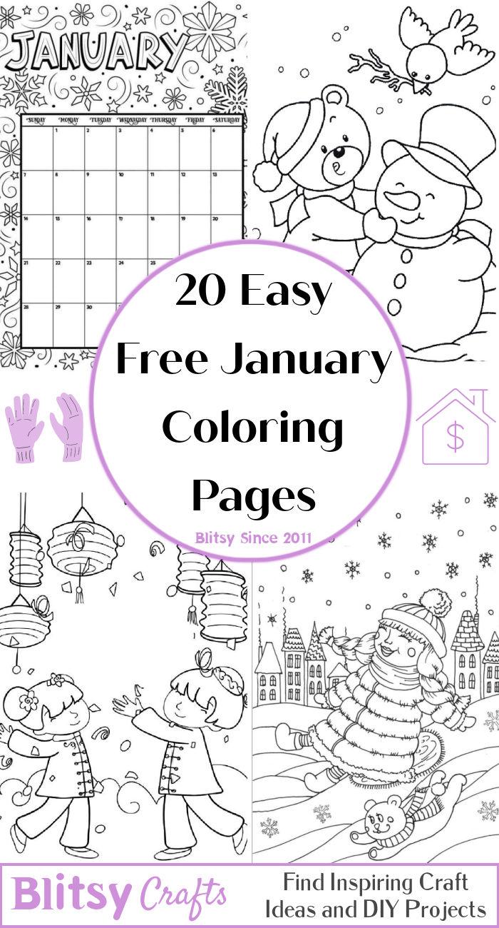 20 Easy and Free January Coloring Pages for Kids and Adults - Cute January Coloring Pictures and Sheets Printable