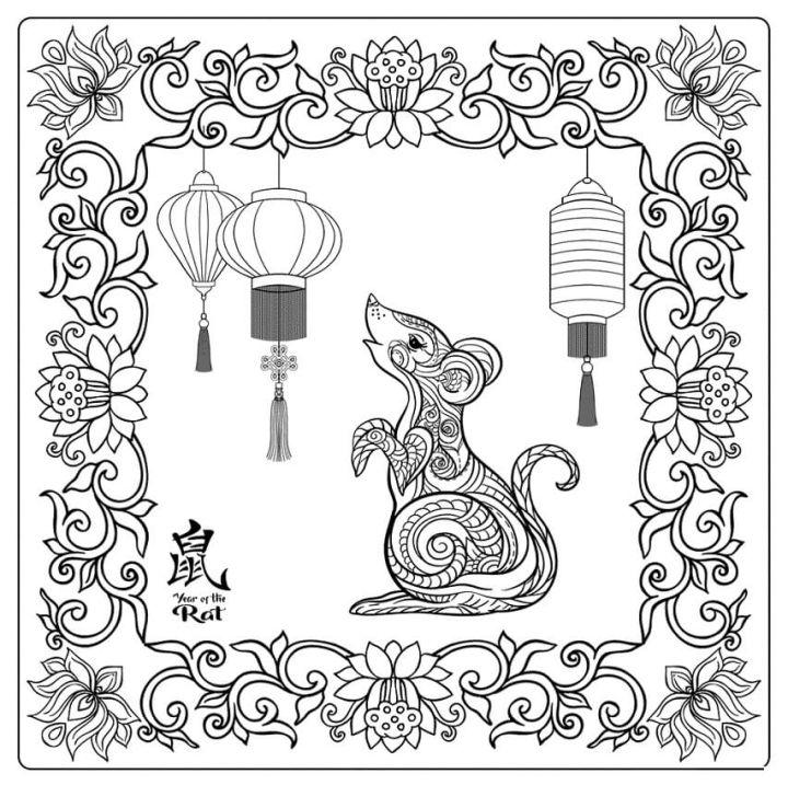 Chinese New Year Coloring Page for Adults