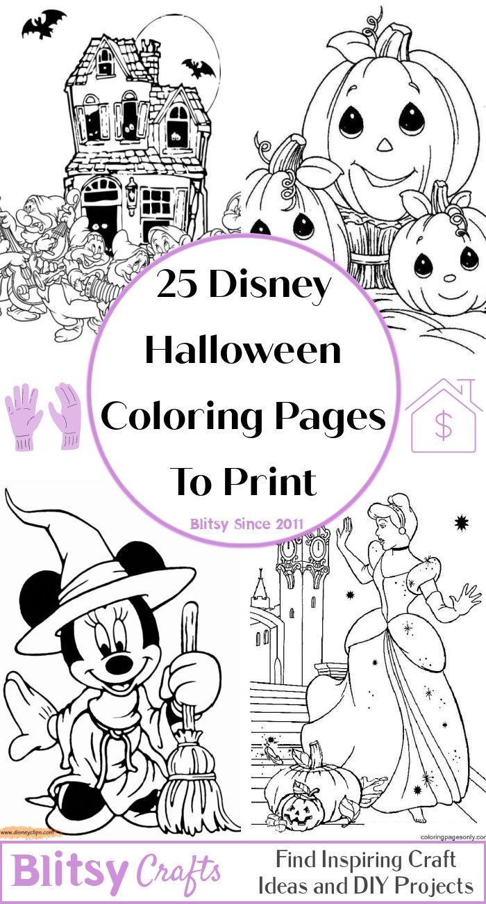 25 Easy and Free Disney Halloween Coloring Pages for Kids and Adults - Cute Mother's Disney Halloween Pictures and Sheets Printable to Download and Print