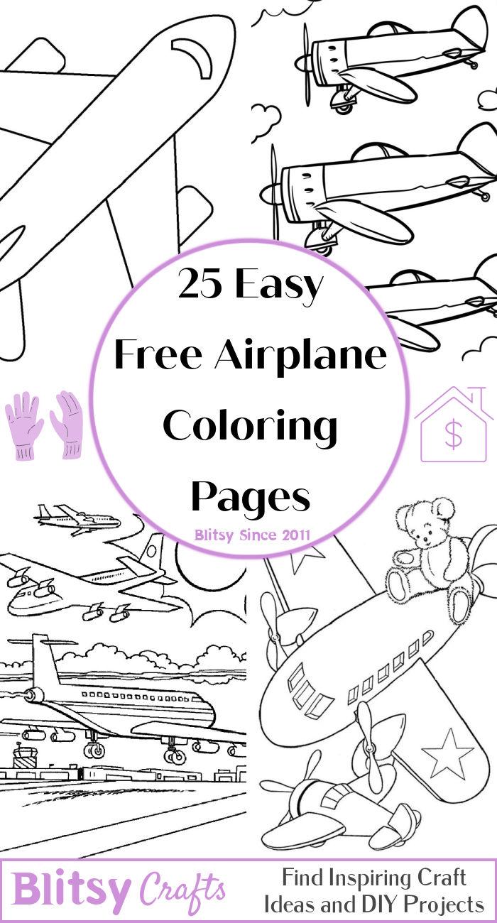 25 Easy and Free Airplane Coloring Pages for Kids and Adults - Cute Airplane Coloring Pictures and Sheets Printable