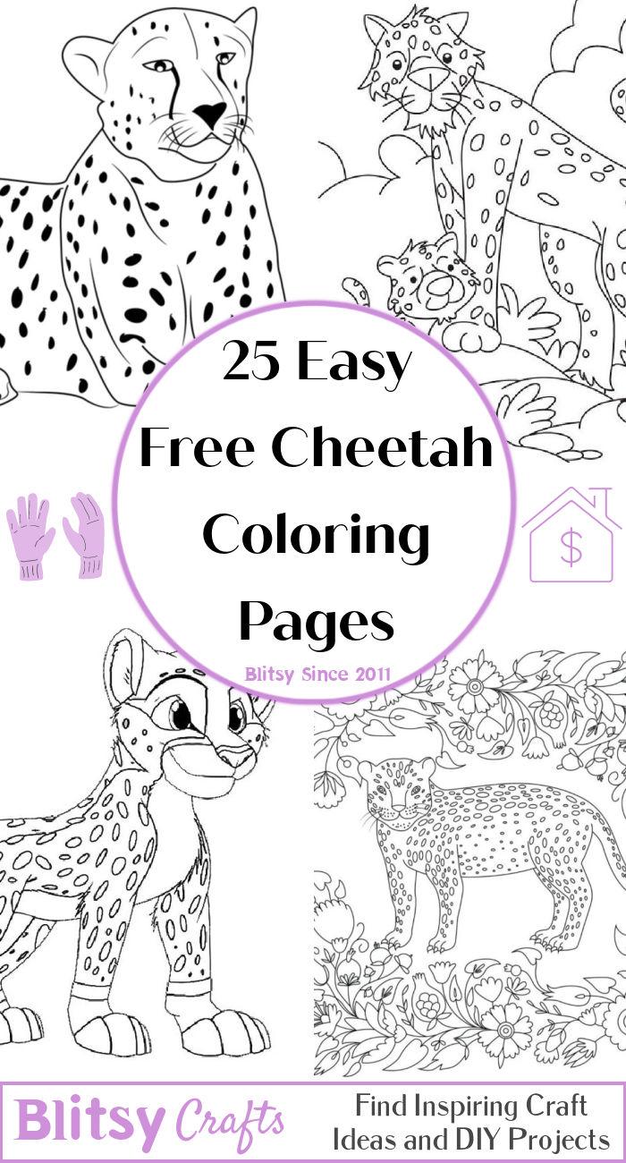 25 Easy and Free Cheetah Coloring Pages for Kids and Adults - Cute Cheetah Coloring Pictures and Sheets Printable