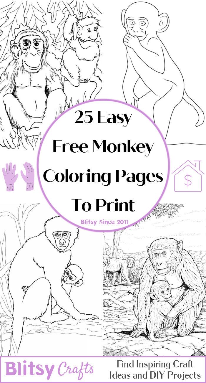 25 Cute and Free Monkey Coloring Pages for Kids and Adults