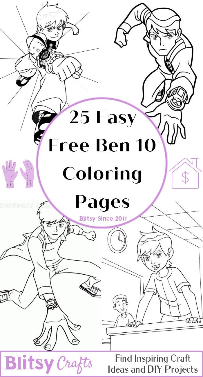 25 Easy and Free Ben 10 Coloring Pages for Kids and Adults - Cute Ben 10 Coloring Pictures and Sheets Printable