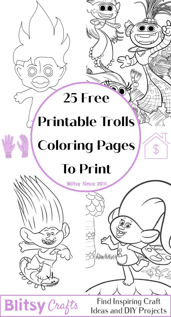 25 Easy and Free Trolls Coloring Pages for Kids and Adults - Cute Trolls Coloring Pictures and Sheets Printable