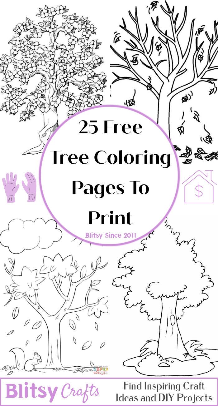 25 Easy and Free Tree Coloring Pages for Kids and Adults - Cute Tree Coloring Pictures and Sheets Printable