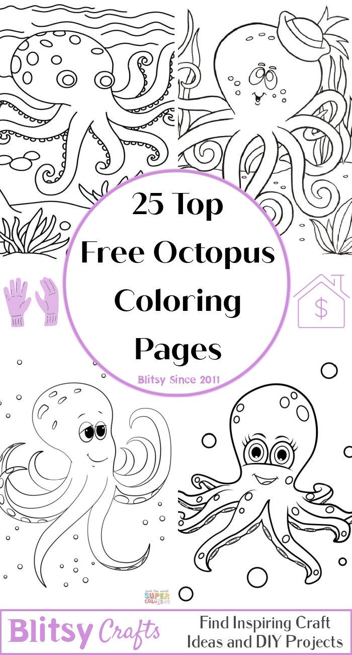 25 Easy and Free Octopus Coloring Pages for Kids and Adults - Cute Octopus Coloring Pictures and Sheets Printable
