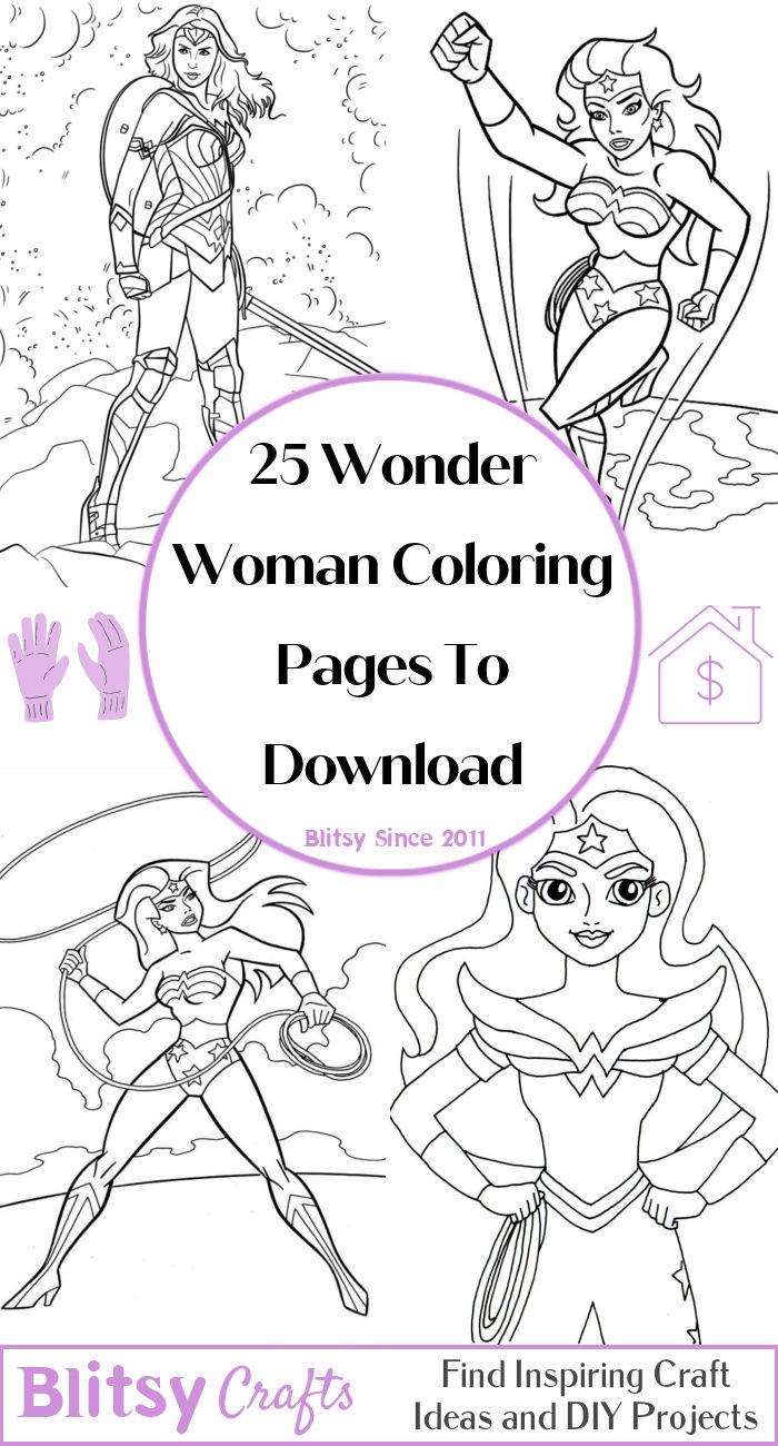 25 Easy and Free Wonder Woman Coloring Pages for Kids and Adults - Cute Wonder Woman Coloring Pictures and Sheets Printable