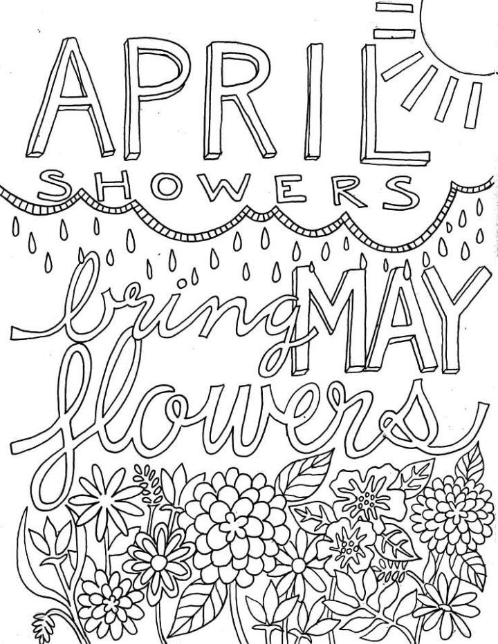 April Themed Coloring Page