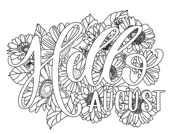 August Coloring Page for Adults