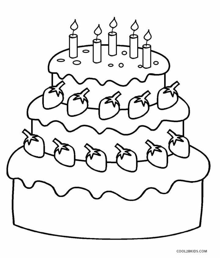 Birthday Cake Coloring Page for Kids