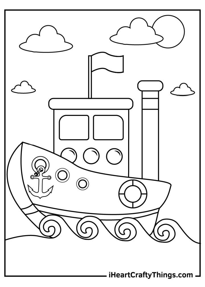Boat Coloring Book Pages to Print