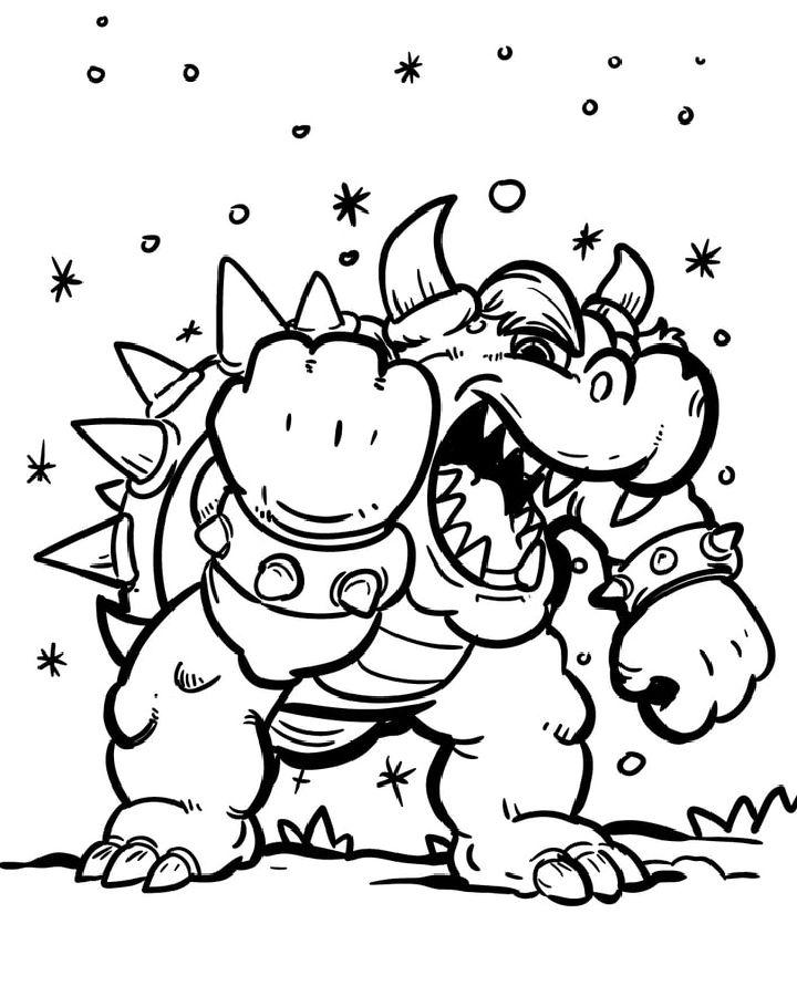 Bowser Coloring Pages, Tracer Pages, and Posters
