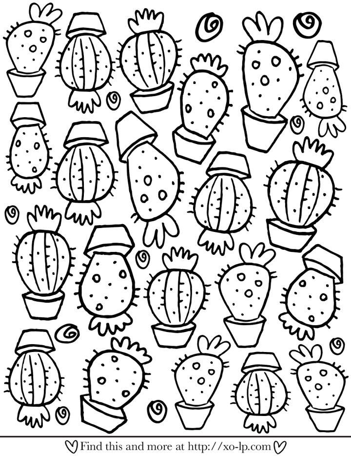 Cactus Printable Coloring Page