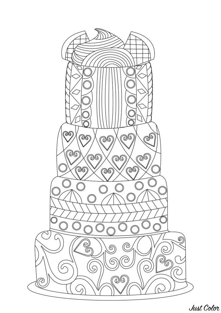 Cake Coloring Pages for Adults