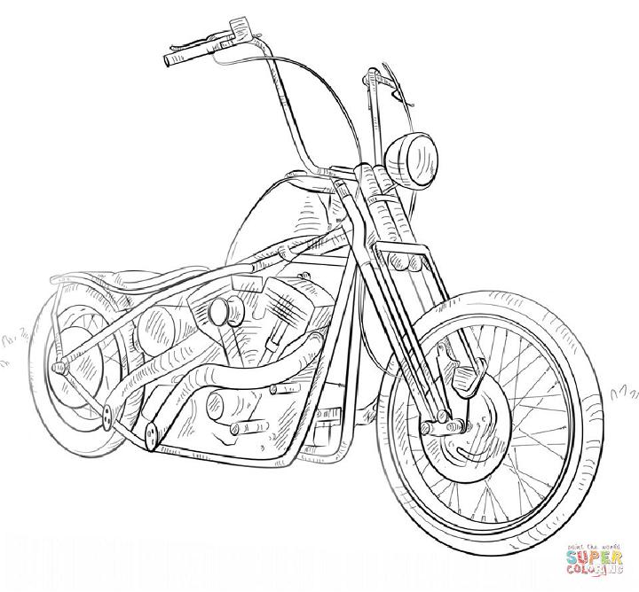 Chopper Motorcycle Coloring Book Pages