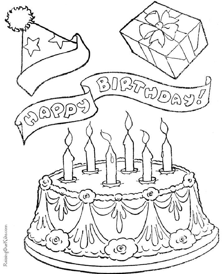 Coloring Pages of Birthday Cake